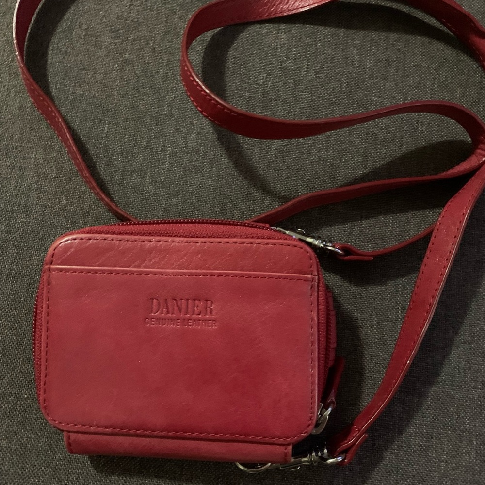 Vintage Danier Red Leather cell phone crossbody